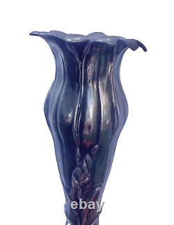 WMF VASE en métal argenté à décor de fleur ART NOUVEAU ÉPOQUE 1900