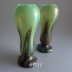 Whilem Kralik Loetz Paire De Vase Art Nouveau Irisé