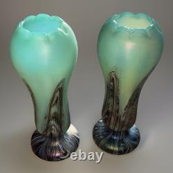 Whilem Kralik Loetz Paire De Vase Art Nouveau Irisé