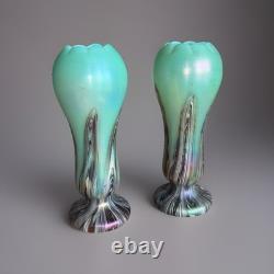 Whilem Kralik Loetz Paire De Vase Art Nouveau Irisé