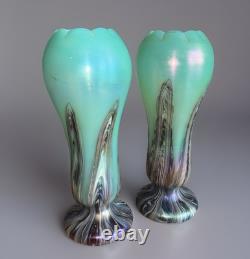Whilem Kralik Loetz Paire De Vase Art Nouveau Irisé