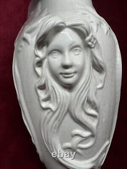Women Vase Sculpture Femme Craquele Art Nouveau La Louviere Keramis Belge België