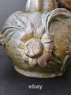 XIXe Ancien Grand Vase Femme 44cm Nymphe Fleurs Régule goût Moreau Art Nouveau