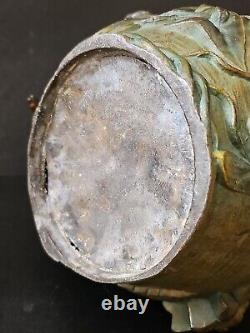 XIXe Ancien Grand Vase Femme 44cm Nymphe Fleurs Régule goût Moreau Art Nouveau