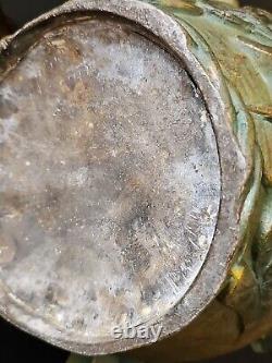 XIXe Ancien Grand Vase Femme 44cm Nymphe Fleurs Régule goût Moreau Art Nouveau