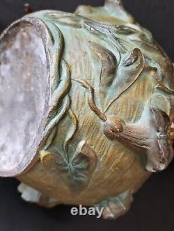 XIXe Ancien Grand Vase Femme 44cm Nymphe Fleurs Régule goût Moreau Art Nouveau